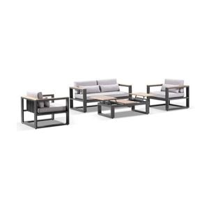 Balmoral 2+1+1 Seater Outdoor Aluminium And Teak Lounge Setting