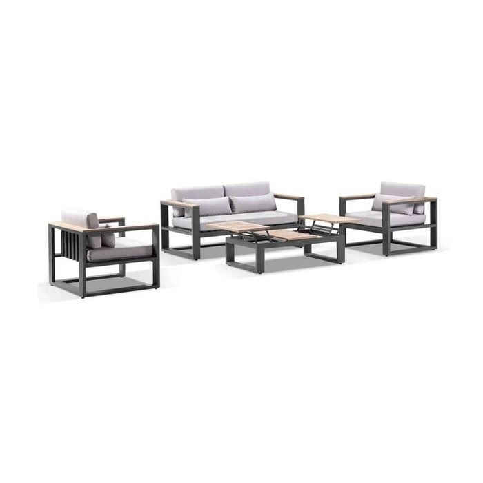 Balmoral 2+1+1 Seater Outdoor Aluminium And Teak Lounge Setting