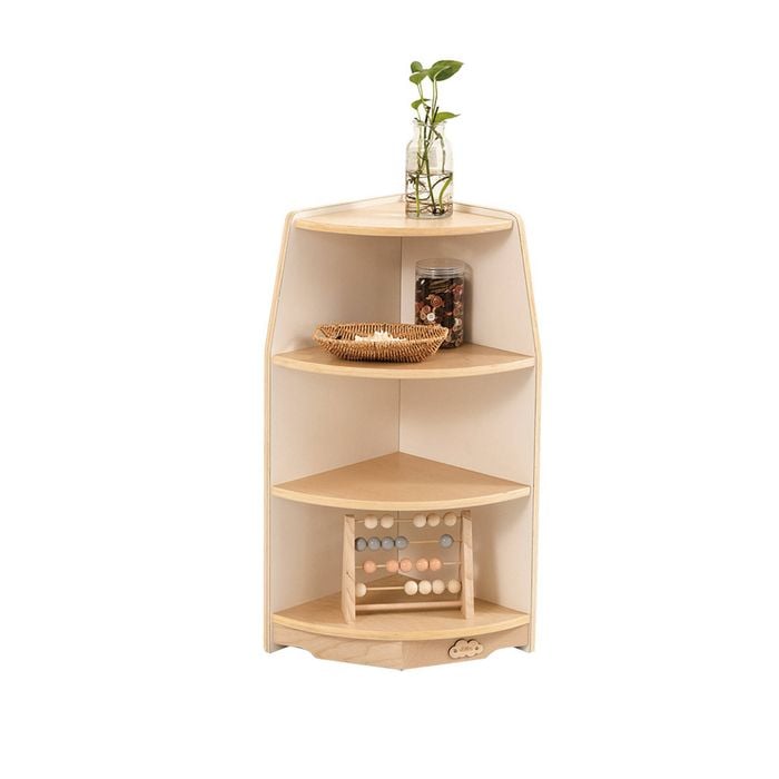 Jooyes Goteborg Kids 3 Tier Corner Shelf Wooden Storage Cabinet - 33cm | Display Shelf | 76cm
