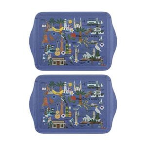 2x 2pc Ashdene Land Down Under NSW Melamine Scatter Tray Blue 21x14.2cm