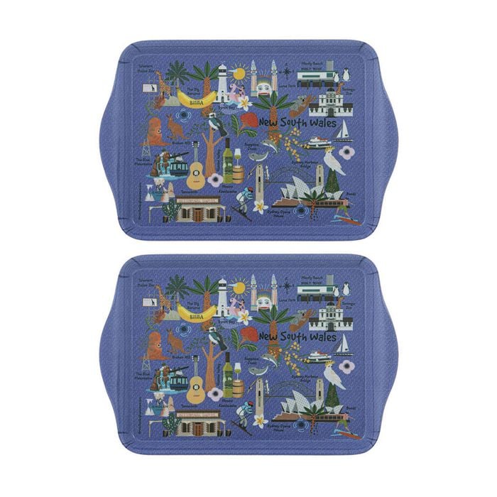 2x 2pc Ashdene Land Down Under NSW Melamine Scatter Tray Blue 21x14.2cm