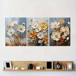 3pcs Daisy & White Flower  Print 100% Australian Made 3 x 40x60cm  (Stretched)
