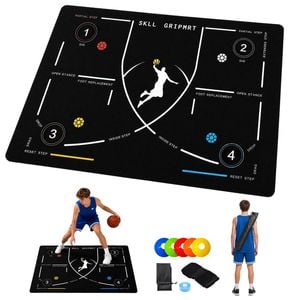 Advwin Portable Basketball Footwork Training Mat Set, Non-slip Silent Agility Kit With Kinesiology Tape