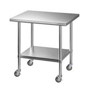 Cefito 914x762mm Stainless Steel Kitchen Bench w/ Splashback Work Table Prep Bench Commercial 430