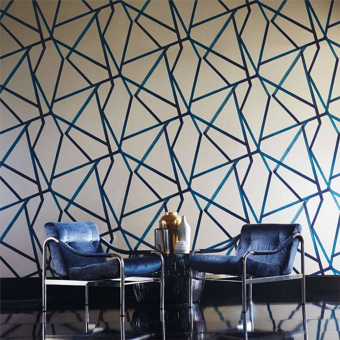 Wallpaper Trader Sumi Geometric Wallpaper Roll 10.05m X 68.6cm, Blue