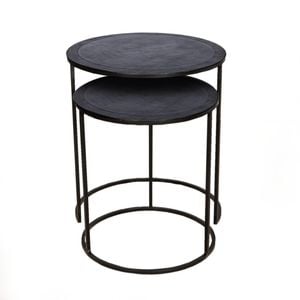 Set Of 2 Ssh Collection Philip 41 And 49cm Wide Nesting Side Tables - Black Nickel
