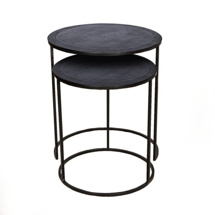Set Of 2 Ssh Collection Philip 41 And 49cm Wide Nesting Side Tables - Black Nickel