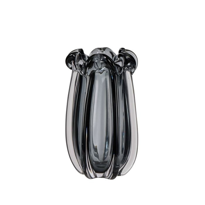 Amalfi Wavy Glass Vase Grey 15x15x28cm