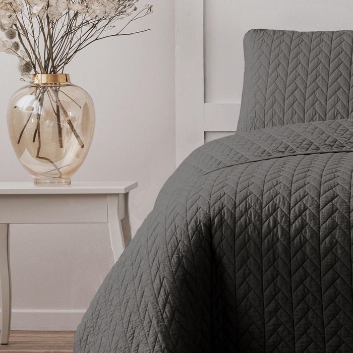 Ardor Boudoir Queen Charcoal Maya  Quilted Quilt Cover Set