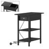 Advwin Side Table Flip Top Sofa End Table w/ Charging Station Narrow Bedside Table Black