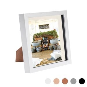 Nicola Spring 8 X 8 3d Shadow Box Photo Frame - Craft Display Picture Frame With 6 X 6 Mount - Glass Aperture - White