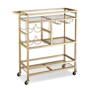 Artiss Bar Cart Drinks Trolley Wine Rack Glass Holder Hooks 72cm