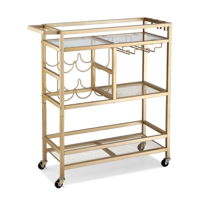 Artiss Bar Cart Drinks Trolley Wine Rack Glass Holder Hooks 72cm