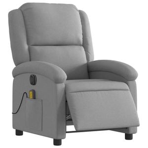 vidaXL Electric Massage Recliner Chair Armchair Single Sofa Light Grey Fabric