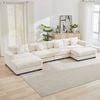 Homfurn 421cm Oversized 4 Seater Modular Sofa with Chaise, Corduroy Large Sectional Couches with 2 Footstools