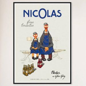 Galrie Nicolas Fine Bottles Vintage French Art Poster by Jules Isnard Dransy (1930) Home, Black Frame, A3 30x 42cm (12 x 16inch)