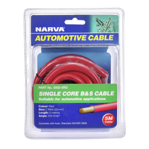 NARVA 255A Single Core - Red 2 Battery & Starter Cable - 5m