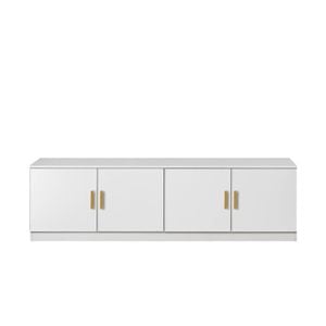 European Cabinetry White Slim Shaker Oval Brass Handles Bucharest TV Unit