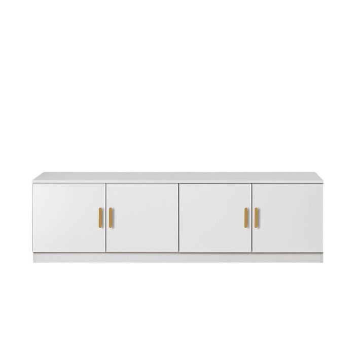 European Cabinetry White Slim Shaker Oval Brass Handles Bucharest TV Unit