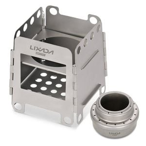 NNEOBA Folding Wood Stove with Mini Alcohol Stove Silver
