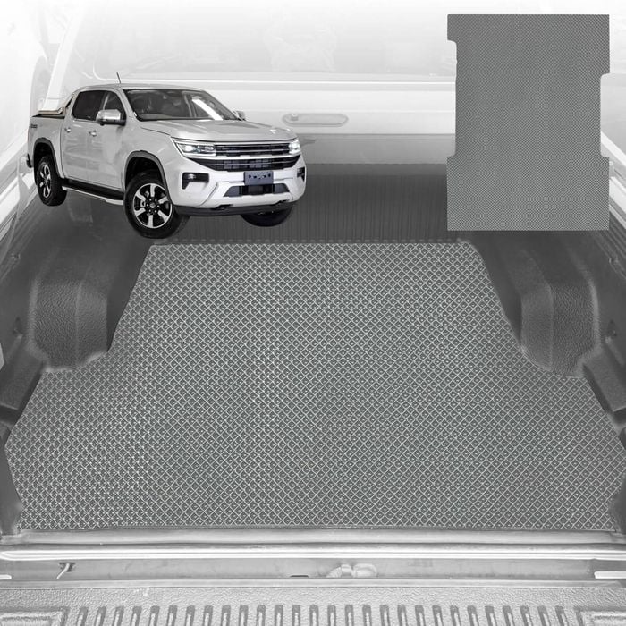 6D Diamond Ute Tub Mat for Volkswagen Amarok Dual Cab 2H Facelift 2022-Current (with Spray on Liner or no Liner) - Grey