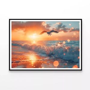 Bird Flying Over a Beach  Print 100% Australian Made 90x60cm  (Poster)