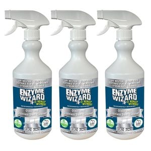 3PK Enzyme Wizard Glass And Stainless Steel Cleaner 750ml