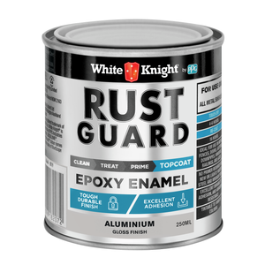 White Knight 250ml Aluminium Gloss Rust Guard Epoxy Enamel Paint