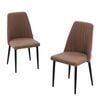 Familand Dining Chairs Set of 2 Linen Upholstered Kitchen Chair Metal Legs in Brown