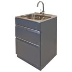 Dissco 565mm Grey Elite Twin Drawer Laundry Tub