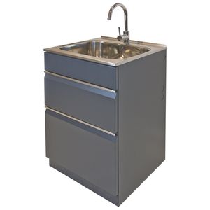 Dissco 565mm Grey Elite Twin Drawer Laundry Tub
