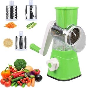 Catzon 3 In 1 Rotary Cheese Grater With Power Suction Base-green