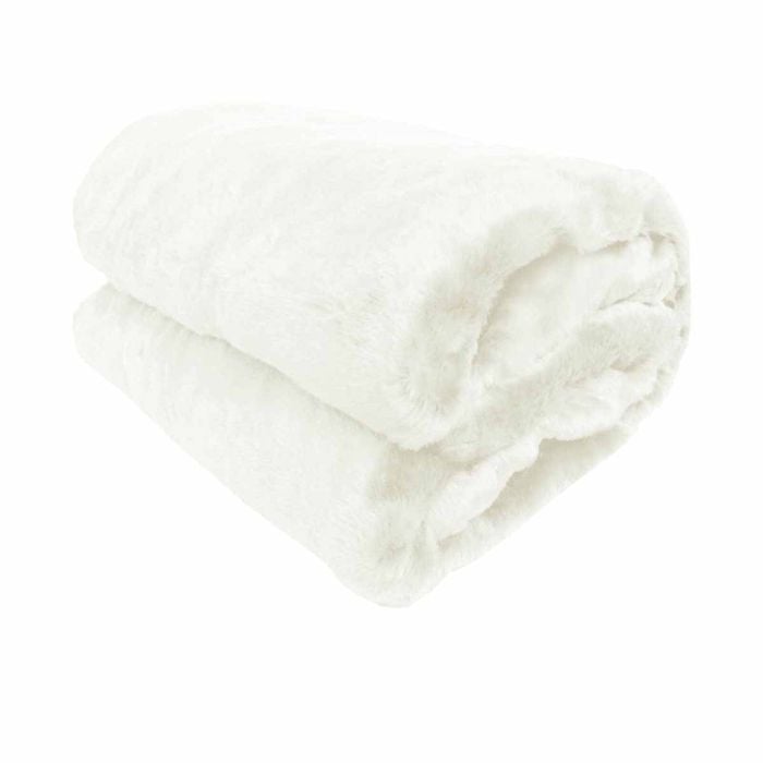 Faux Mink Throw Rug 127 X 152 Cm Off White