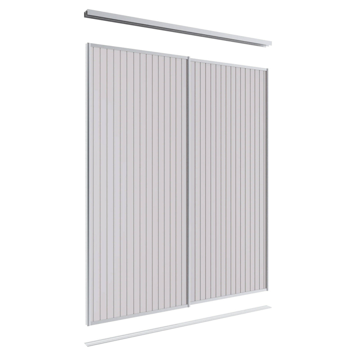 Lugna 2100 x 1201-1800mm Clear Anodised VJ Panels Wardrobe Double ...