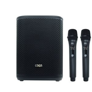 Eden Portable Bluetooth Karaoke Speaker Dual Wireless Microphones Black