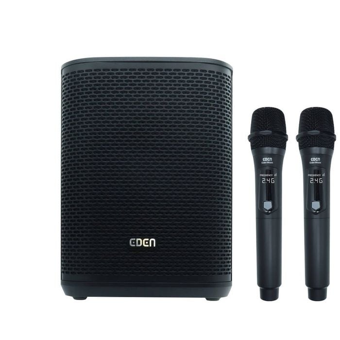 Eden Portable Bluetooth Karaoke Speaker Dual Wireless Microphones Black