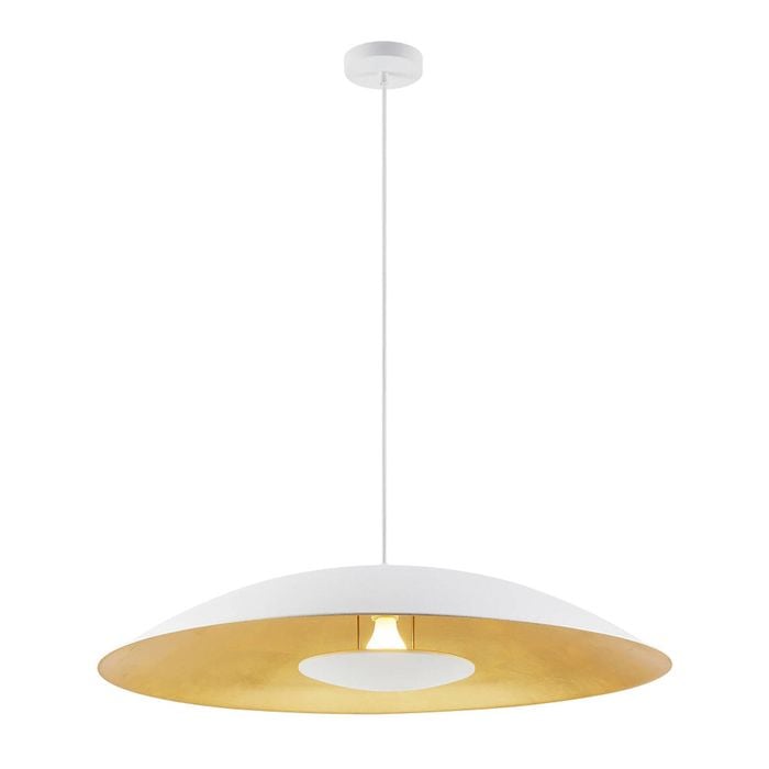 Telbix Daxia Industrial Pendant Hanging Lamp Light Metal White Gold Foil Sand