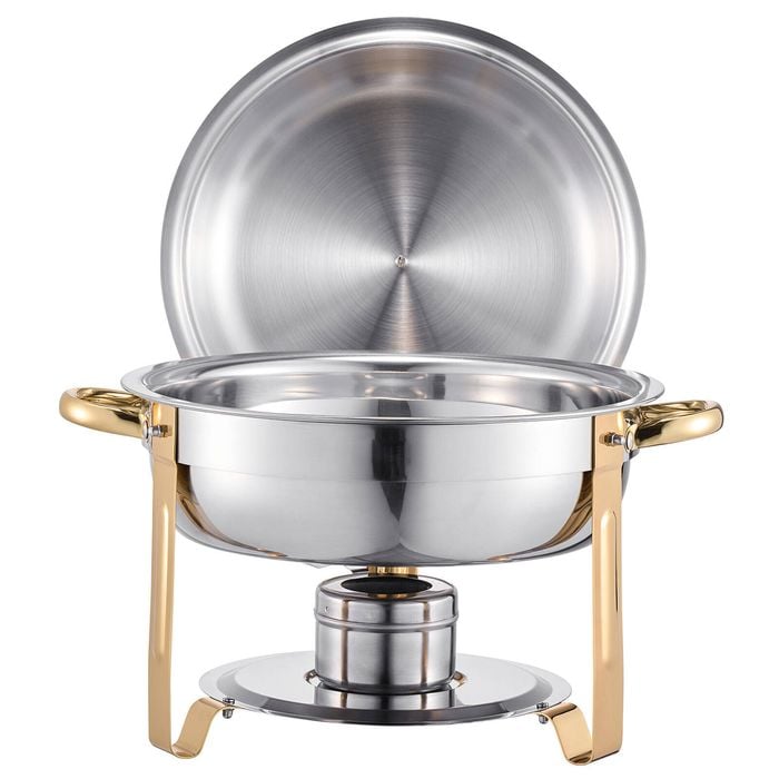 Vevor 5 Qt 4 Pack Chafing Dish Buffet Set Gold Silver Stainless Steel With 4 Full Size Pans For Weddings