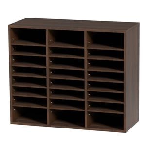 Vevor Wood Literature Organizer Brown with Adjustable File Sorter 24 Compartments