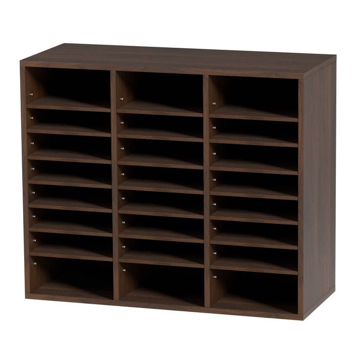 Vevor Wood Literature Organizer Brown with Adjustable File Sorter 24 Compartments