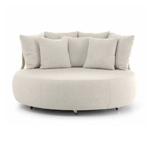 Catalina Outdoor Aluminium Round Daybed Lounge Light Dune & Sandstone Cushions