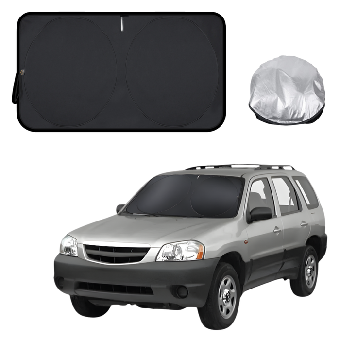 Front Windscreen Sun Shade for Mazda Tribute 2001 - 2008 - Standard 150 x 85 cm - Black
