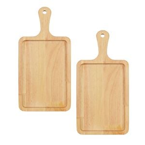 SOGA 2 Pack 40cm Oak Wood Serving Trays