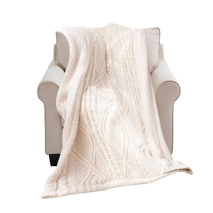 SOGA 200x230cm White Chenille Fleece Throw Blanket
