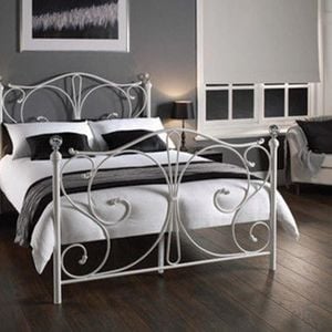 Istyle Christina Double Bed Frame Metal Grey White