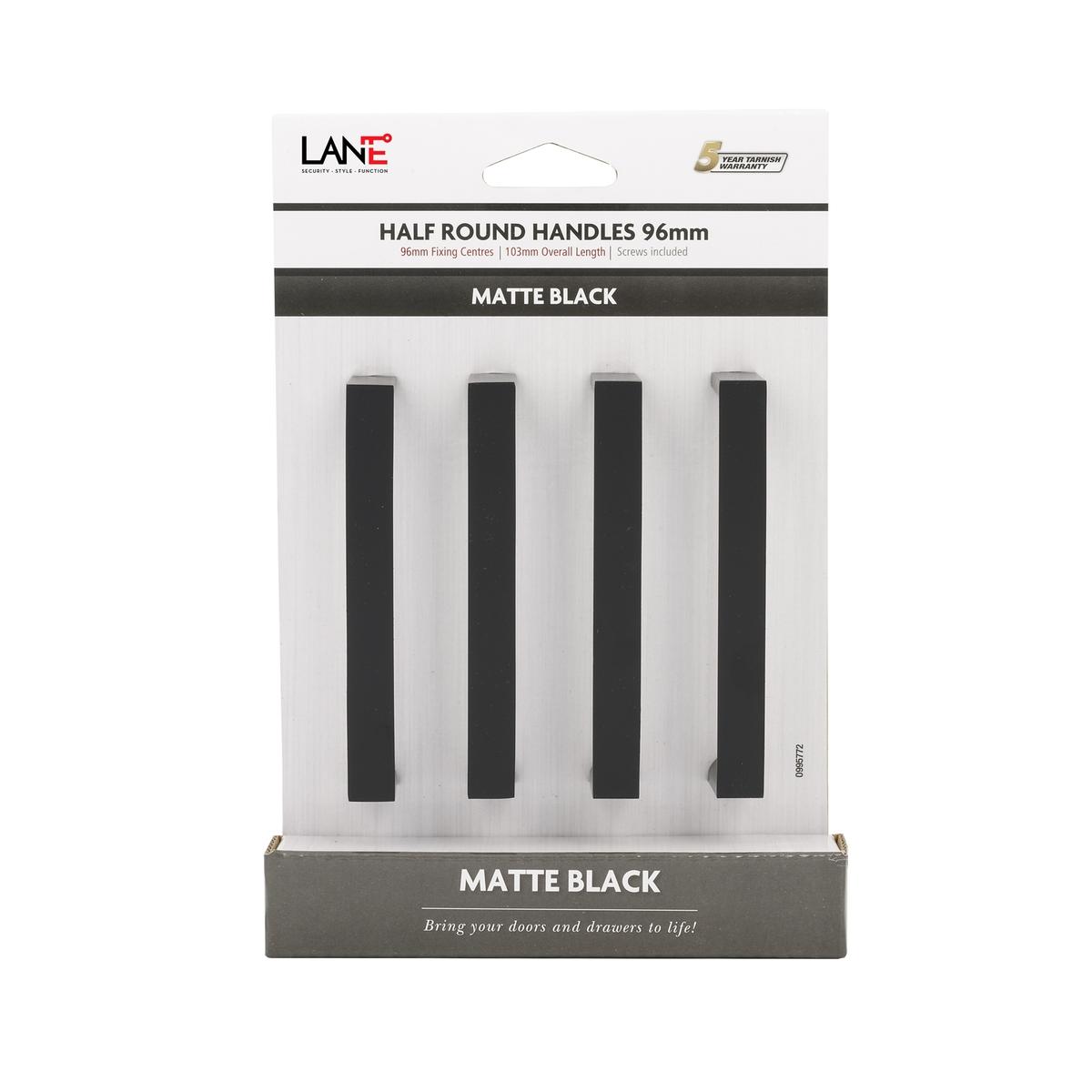 Lane 96mm Black Half Round Square Handle - 4 Pack - Bunnings New Zealand
