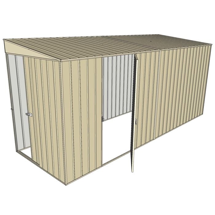 Build-a-Shed 1.5 x 4.5 x 2m Sliding Door Tunnel Shed with Side Doors - Cream