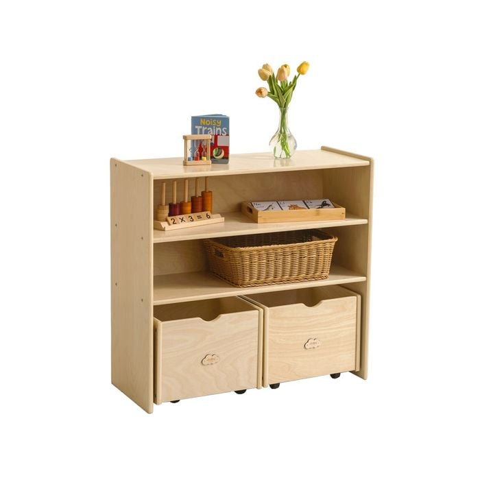 Jooyes Kids 2 Shelf Storage Cabinet With Pull Out Drawers - H76cm - 80cm | Cabinet | 76cm