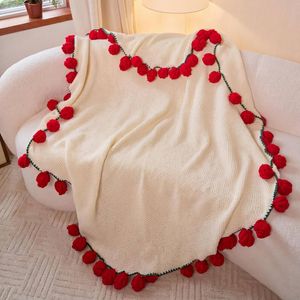 Gioia Casa 3-in-1 Round Rosebud Knit Throw 130cm Diameter Red