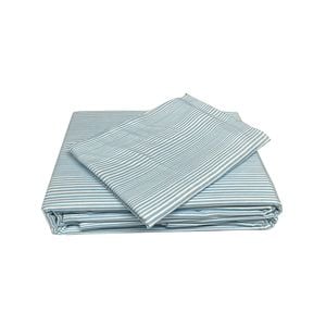 CottonMore  Bamboo Cotton Striped Doona Duvet Quilt Cover Set Blue - King